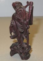 China: Holzfigur, alter Chinese mit langem Bart, Höhe 10.5cm