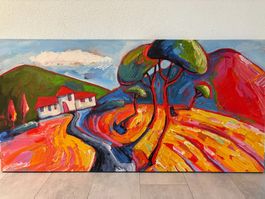 180x90/ Sara Catena/ Kunstdruck bunte LandschaftKeilrahmen