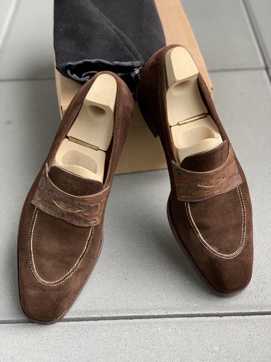 Herrenschuhe: Suede Penny Loafers - handgemacht – Gebraucht aus Männedorf von alexzh007
