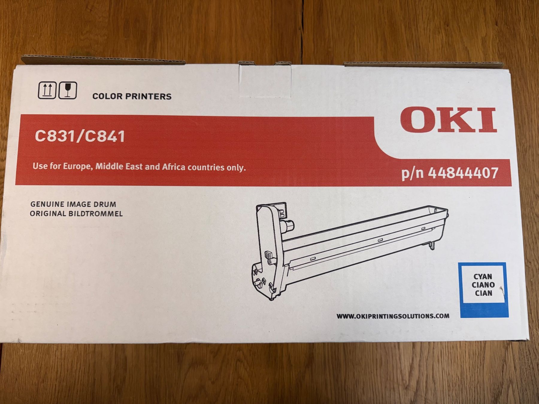 Oki Cartucce per stampanti & toner: Oki Bildtrommel Cyan p/n 44844407 C831/C841 – Nuovo e nell'imballaggio originale da Wil SG venduto da gianon