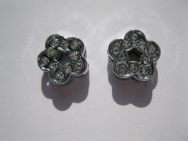 2 Schiebeperlen mit Strass, Blume, 12mm