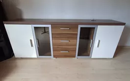 Sideboard Holzoptik weiss Vitrine