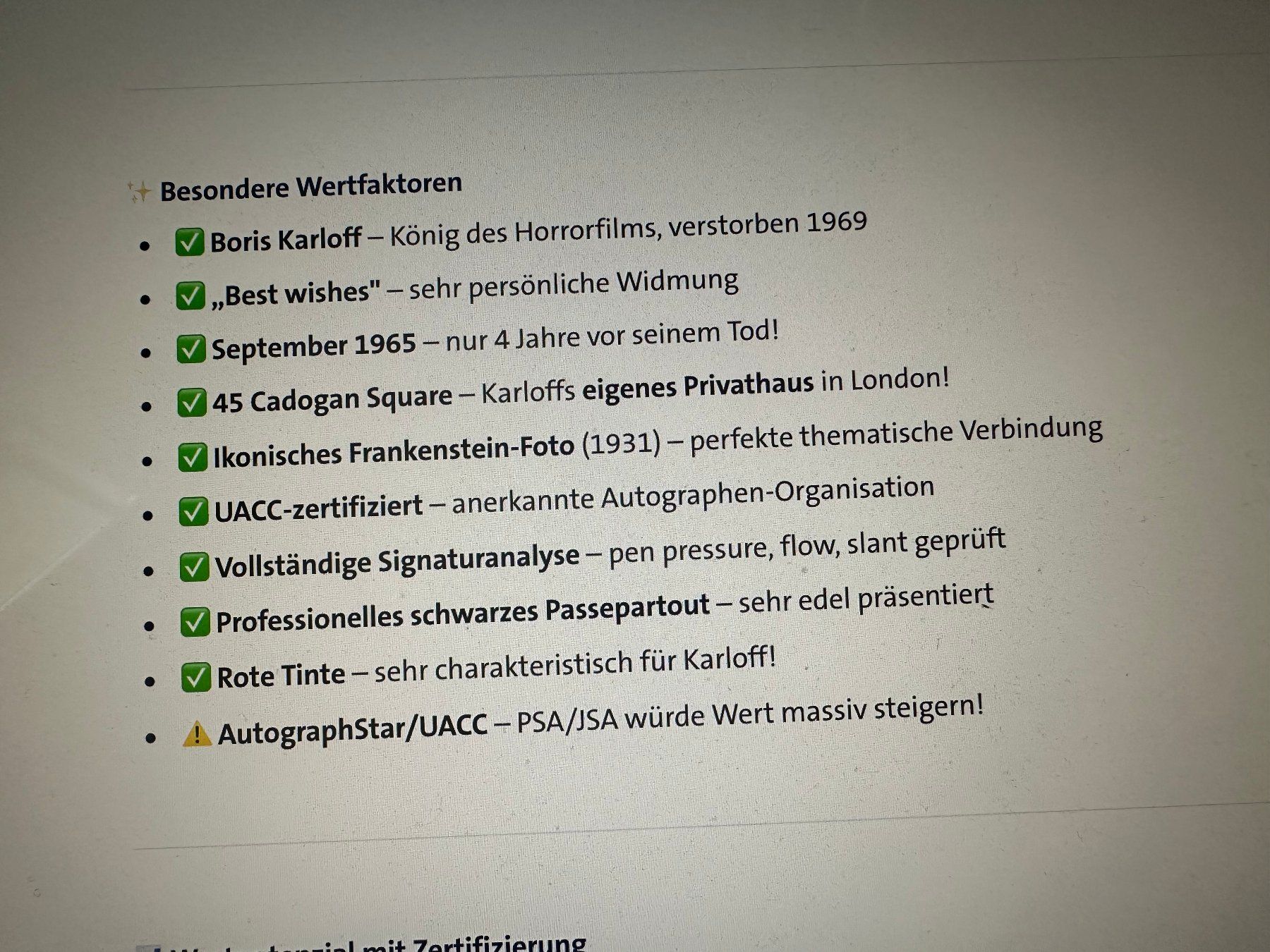 Autografi: Originalautogramm von Boris Karloff mit COA – Usato da rafz venduto da Ttt0071 2