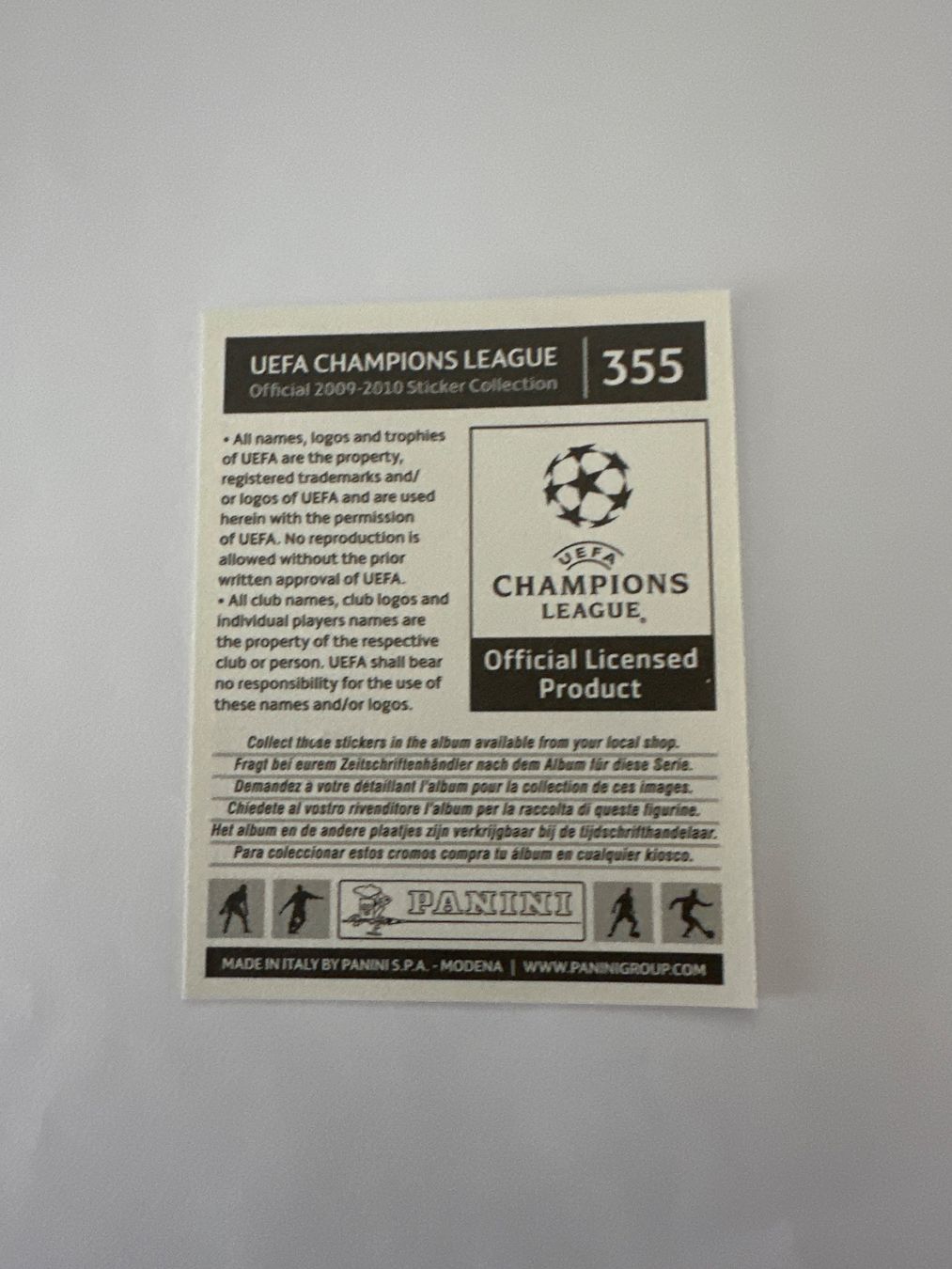 Panini Carte collezionabili: Panini UEFA Champions League 2009-2010 - Nr. 355 – Usato da Sulz AG venduto da DealWerk 1