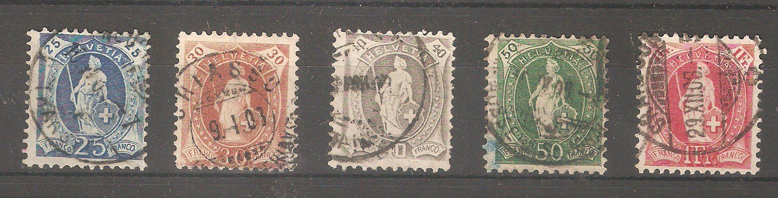 Alle Briefmarken: Stehende Helvetia 95A - 99A – Gebraucht aus Lausanne von Whorvath