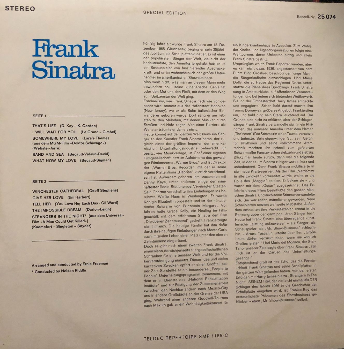 Dischi in vinile: LP Schallplatte Frank Sinatra Special Edition – Usato da Berg am Irchel venduto da Zweiti_Chance 1