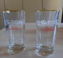 2 Old Smuggler Scotch Whisky Gläser Goldrand, Sammler