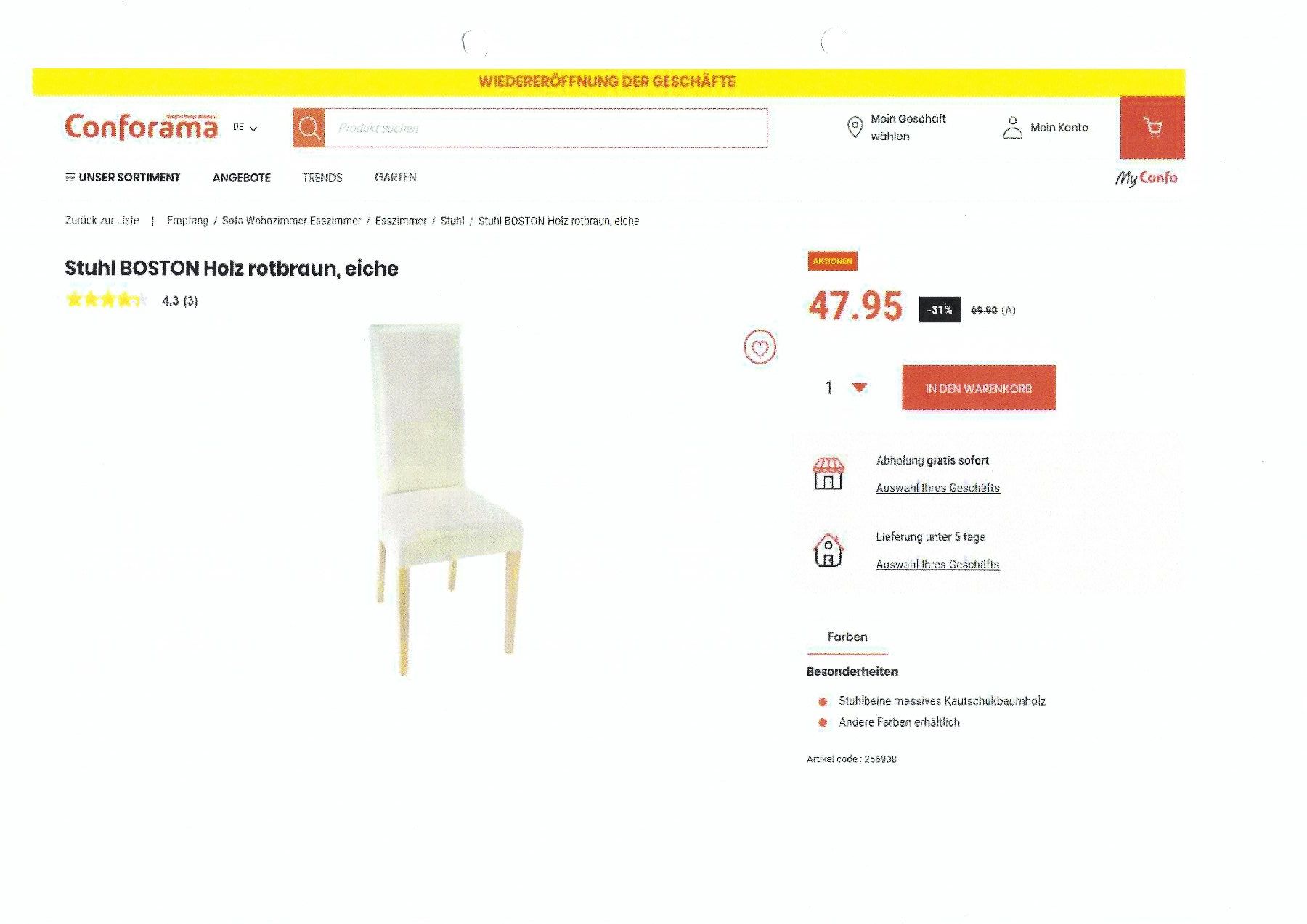 Conforama Sedie: 4 Stühle – Usato da Jona venduto da Curtis90 4