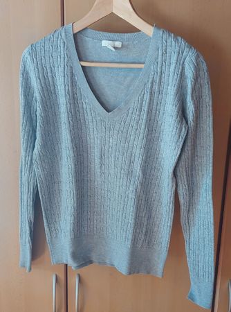 Pullover Zopfmuster Grau S guter Zustand