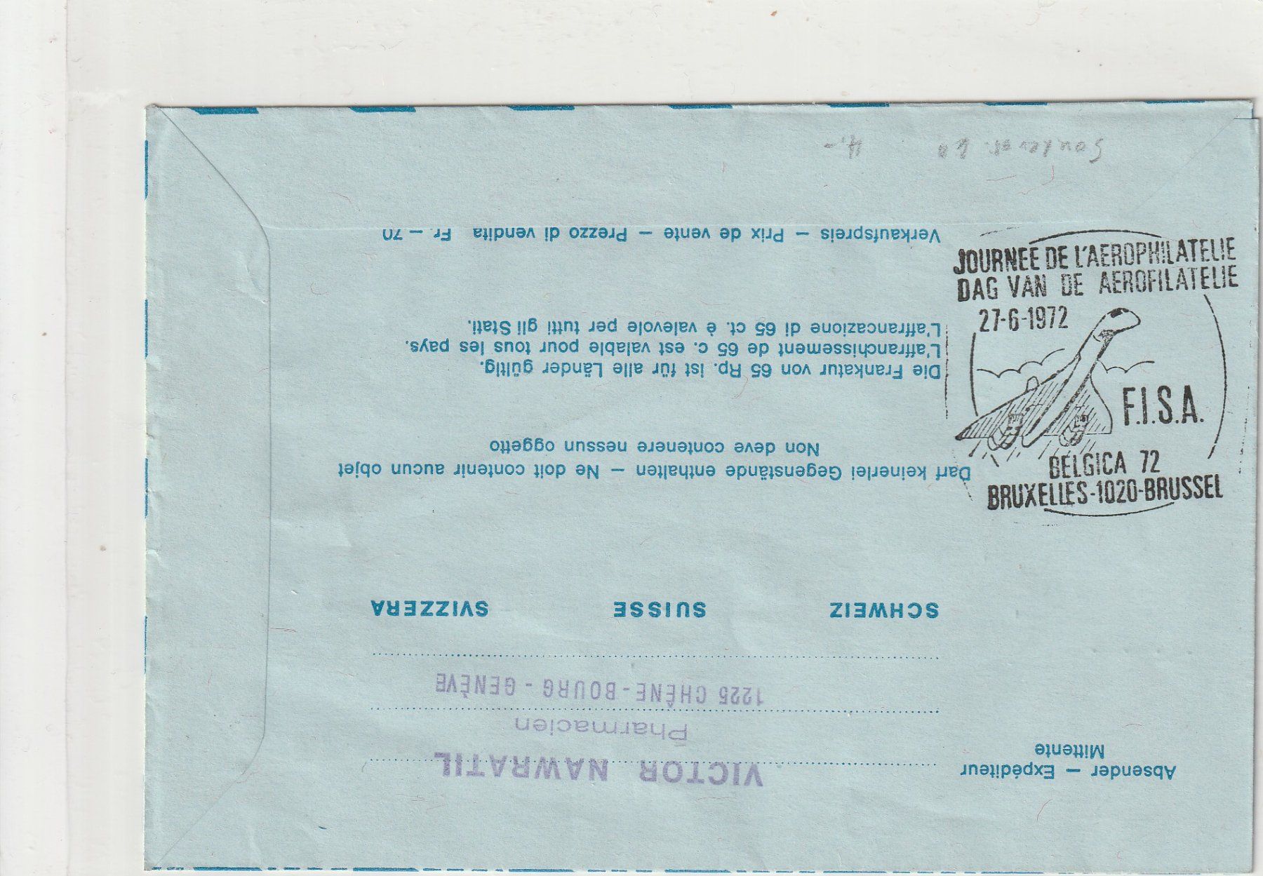 Tutti i francobolli: Flugpost-Aerogramm-Dübendorf 1972-Einschreiben – Usato da uttwil venduto da Koehlerfred 1