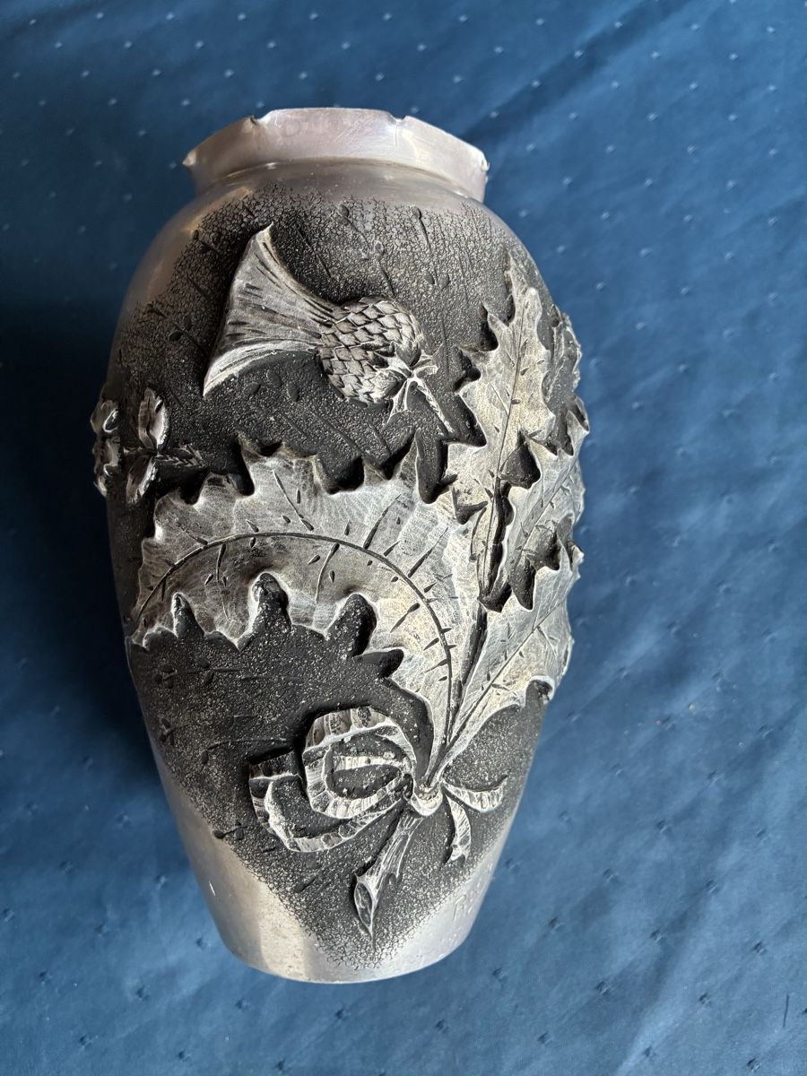Vasi & Recipienti: antike silberfarbene Metallvase Art Deco – Usato da Dornach venduto da Rosengarten 4