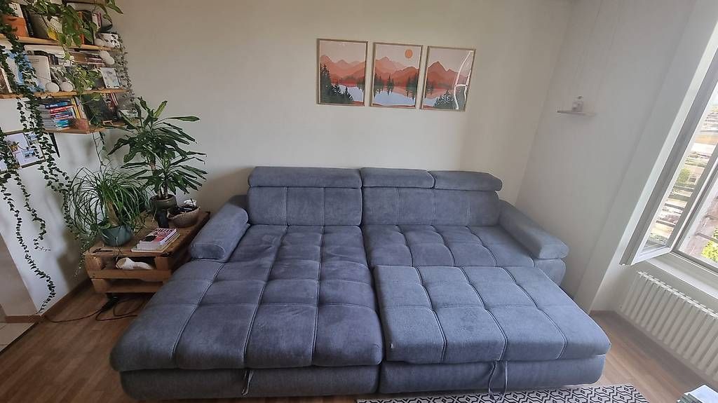 Divani: Grand Canapé d'Angle Convertible Gris Clair avec Coffre – Usato da St-Blaise venduto da Antho_Min 2