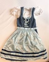 ***Dirndl Trachtenkleid 38 Bluse & Schürze blau 1x getragen