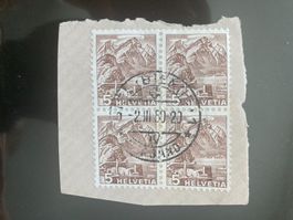 Schweiz 1950 Pilatus 5  4er-Block a Papier BIEL/BIENNE 2.III