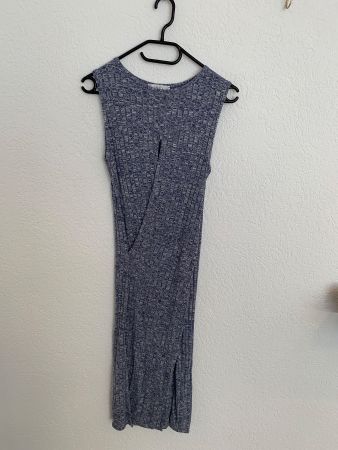 Anel Maxikleid Kleid blau spezieller Schnitt Gr. M