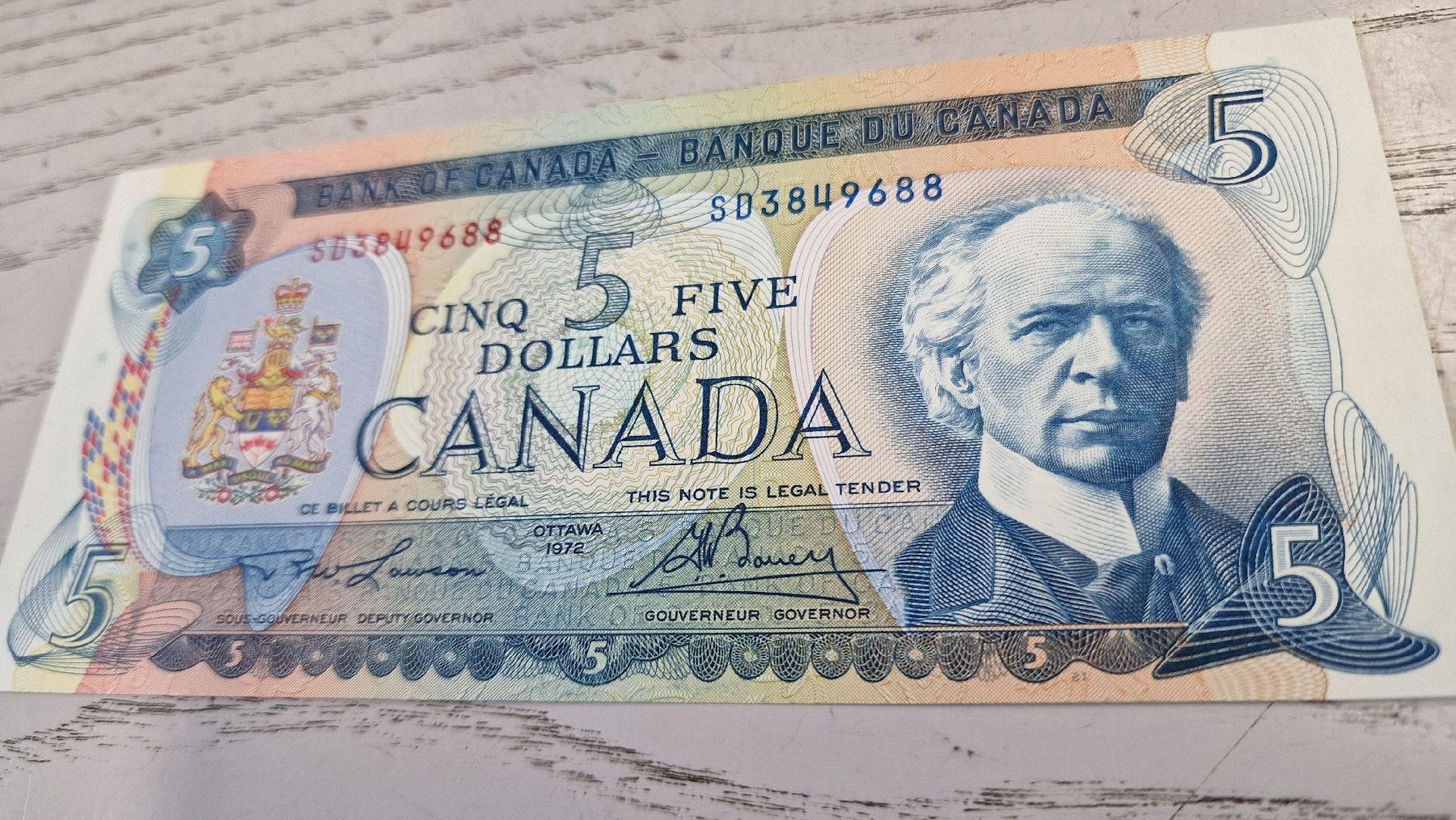 Banknoten: Kanada 5 Dollar Banknote 1972  – Neu und originalverpackt aus Herisau von Antiques.AR