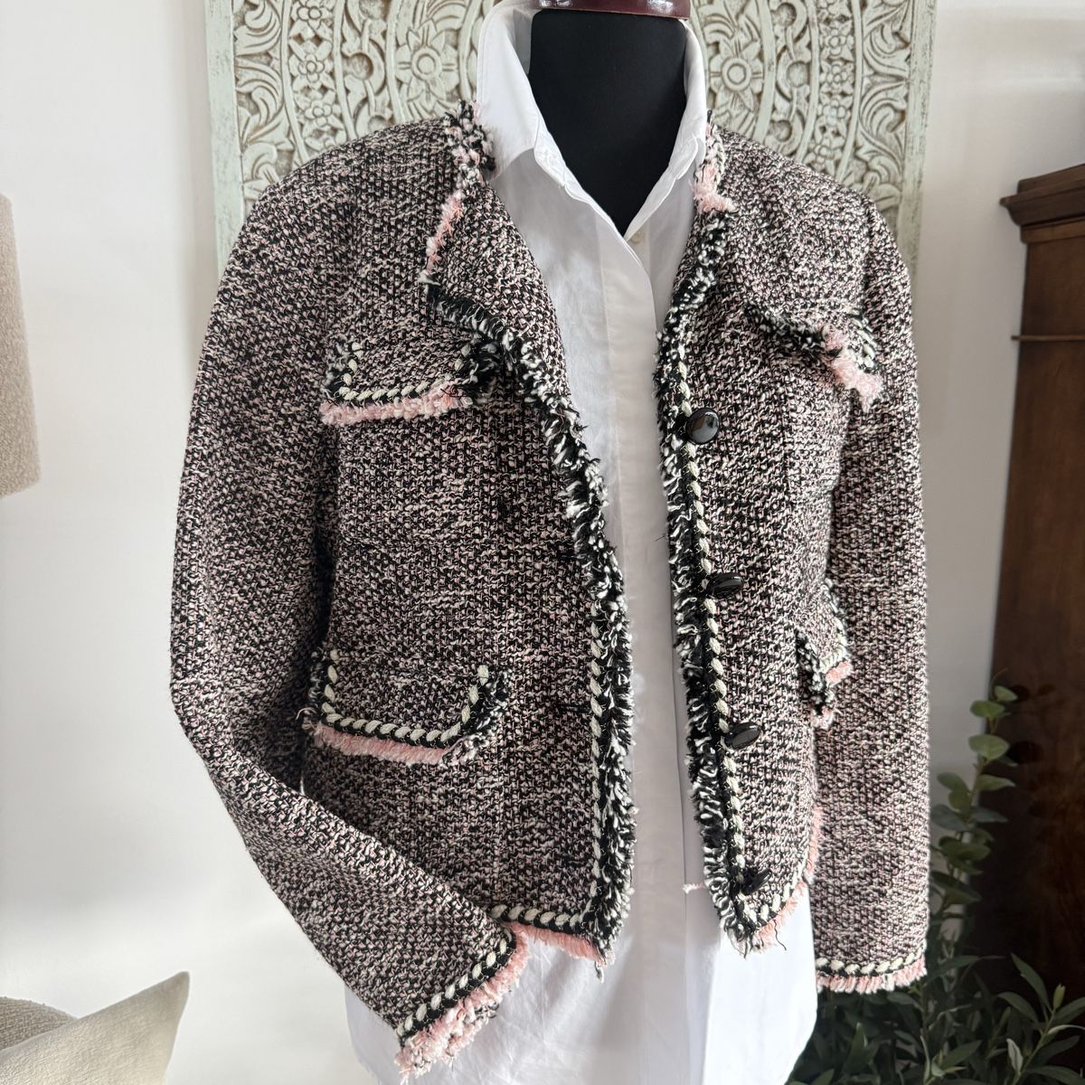 Mango Giacche: Mango Boucle Blazer rosa-schwarz XL – Nuovo (secondo la descrizione) da Wettswil venduto da toskana2002golf 1