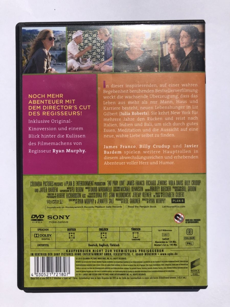 Tutti i DVDs: Eat Pray Love - DVD – Usato da Langenthal venduto da J_L49 1