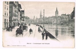 Zürich, Limmatquai und Schipfe, alte, belebte AK!