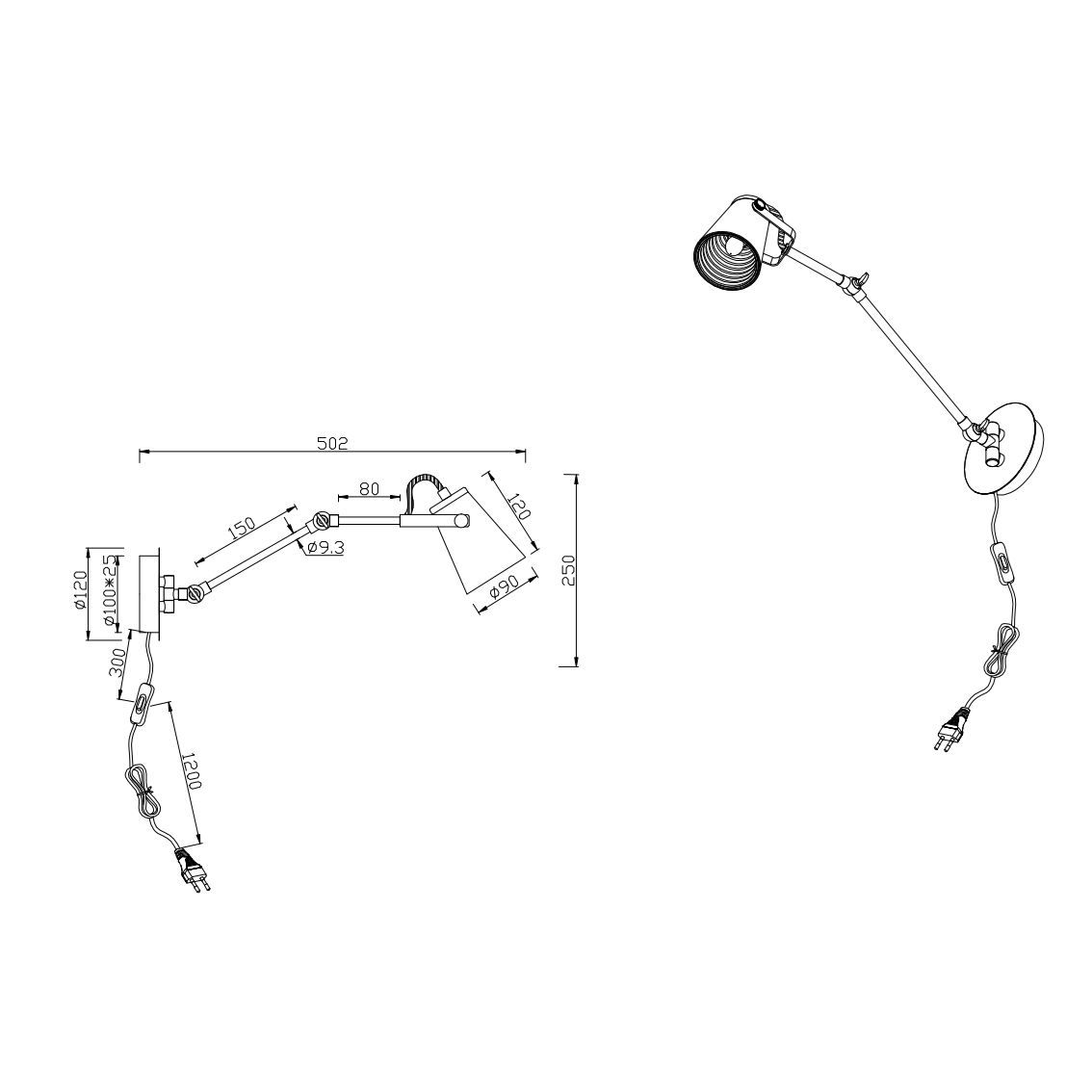 Lampade: Wandleuchte, Schwarz, Schwenkbar – Nuovo (secondo la descrizione) da Kreuzlingen venduto da Smart-Light 4