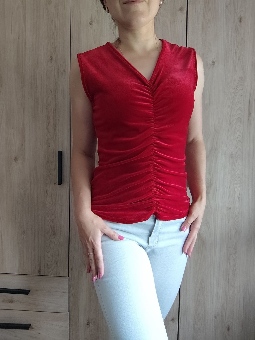 Tops: Velvet Ruched Top Red Size S – D'occasion à Mägenwil par VintageGirly 3