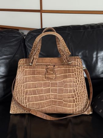 Vintage Aigner Genuine Crocodile Leather Bag Kelly Style