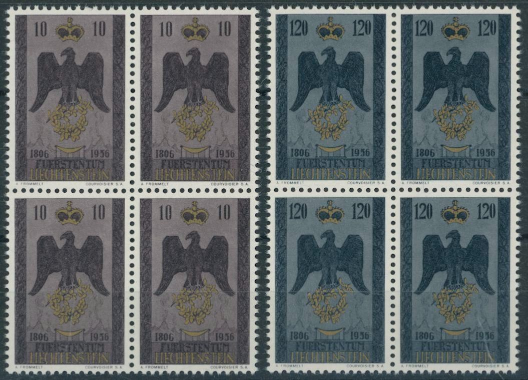 Tous les timbres: FL - 1956 - Liechtenstein - Viererblock - postfrisch ** – Neuf (Voir description) à Schindellegi par leecollect