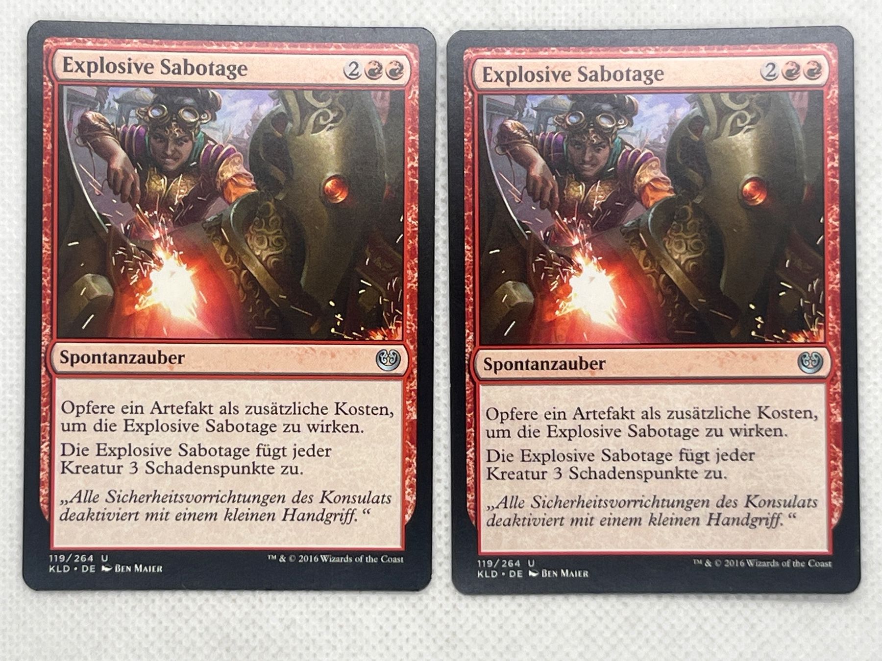Magic The Gathering Carte collezionabili: MTG Explosive Sabotage KLD 119 Deutsch Uncommon 2x – Usato da Hinterkappelen venduto da Kim1992