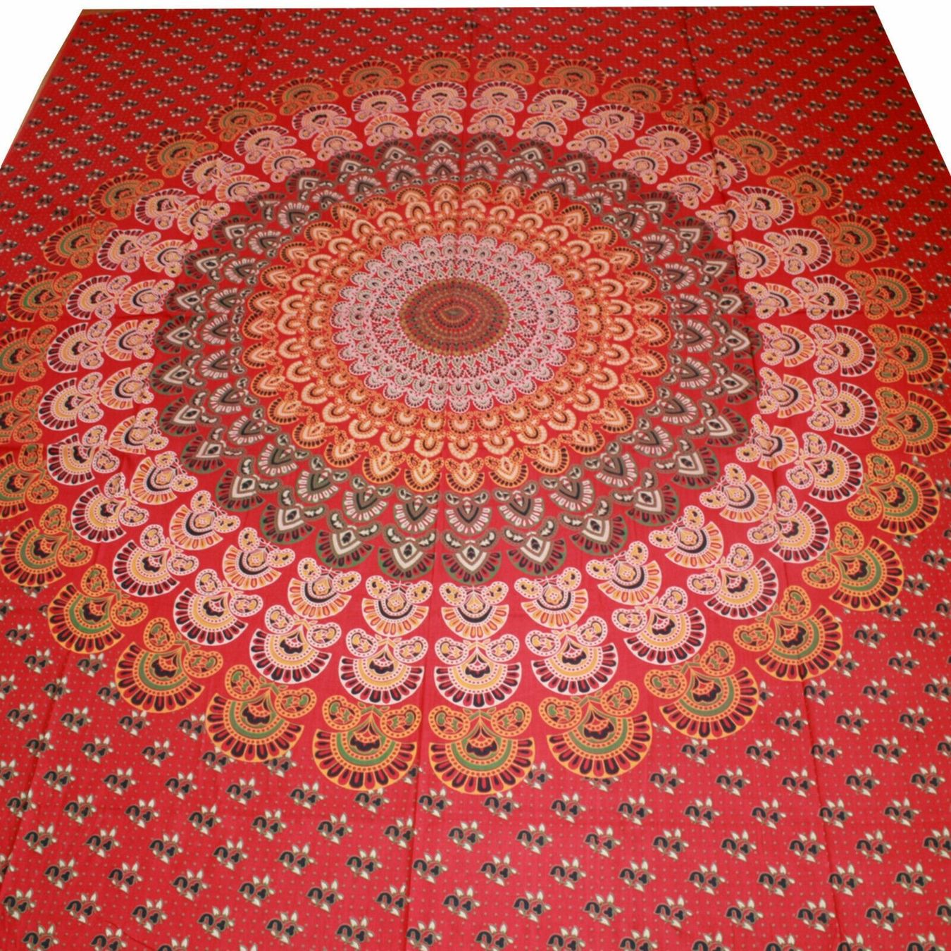 Decken: Tagesdecke Bettüberwurf Baumwolle MANDALA Indien XL Rot bunt – Neu und originalverpackt aus Bad Salzdetfurth von Weltenbummler-Shop 1