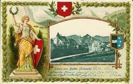 Baden AG 2 Bild Präge Litho Helvetia 1903 sehr gut erhalten