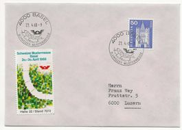 1968 Mustermesse BASEL Brief + Vignette Halle 22 Stand 7072