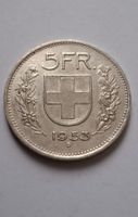 5 FRANKEN SILBERMÜNZE 1953 SEHR SCHÖN