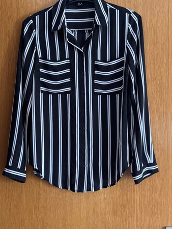 Camicia donna a righe nero bianco maniche lunghe usata