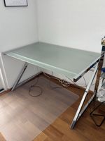 Schreibtisch Glasplatte Chromgestell modern