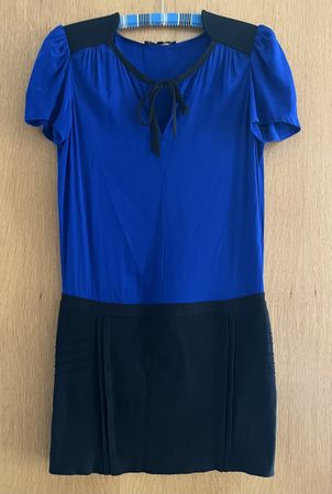 Maje Royal Blue & Black Silk Blend Dress Size 2 - ☀️ Style