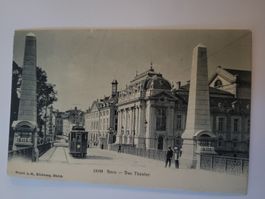 Postkarte Bern Das Theater alte Ansicht mit Tram 1908 RN