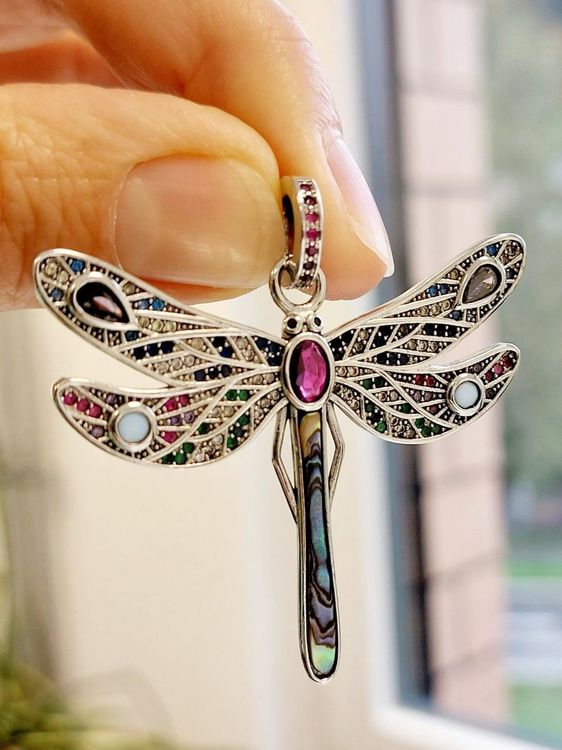 925 Sterling Silber Anhänger Libelle – Filigraner Charm Für Ketten, Handgefertigt, Im Samtbeutel