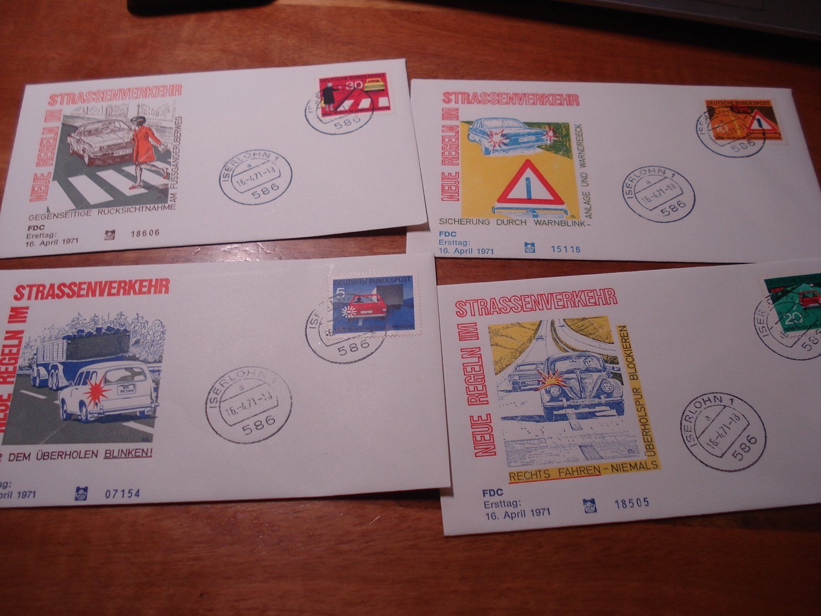 Alle Briefmarken: FDC Bundespost Briefsatz Einzel, 1971, Strassenverkehr – Gebraucht aus Niederwil AG von morostahu