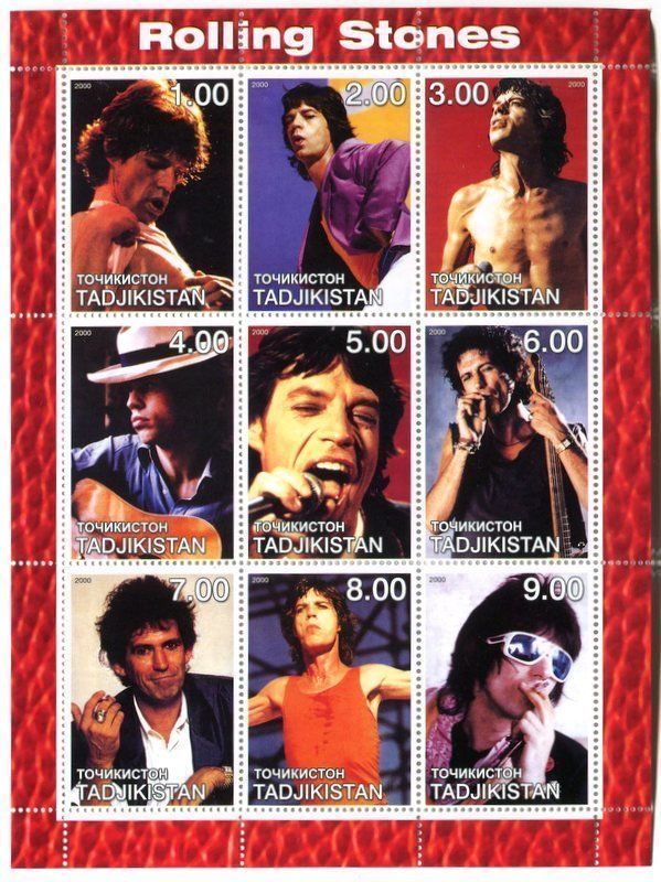 Alle Briefmarken: Block "The Rolling Stones". Tadschikistan. – Neu und originalverpackt aus Basel von Butsch5