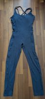 Damen Sport-Jumpsuit Gr. L dunkelblau mit Scrunch-Effekt