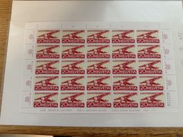 1944  25 Jahre Schweizerische Luftpost 20 +30Rp Bogen Postfr