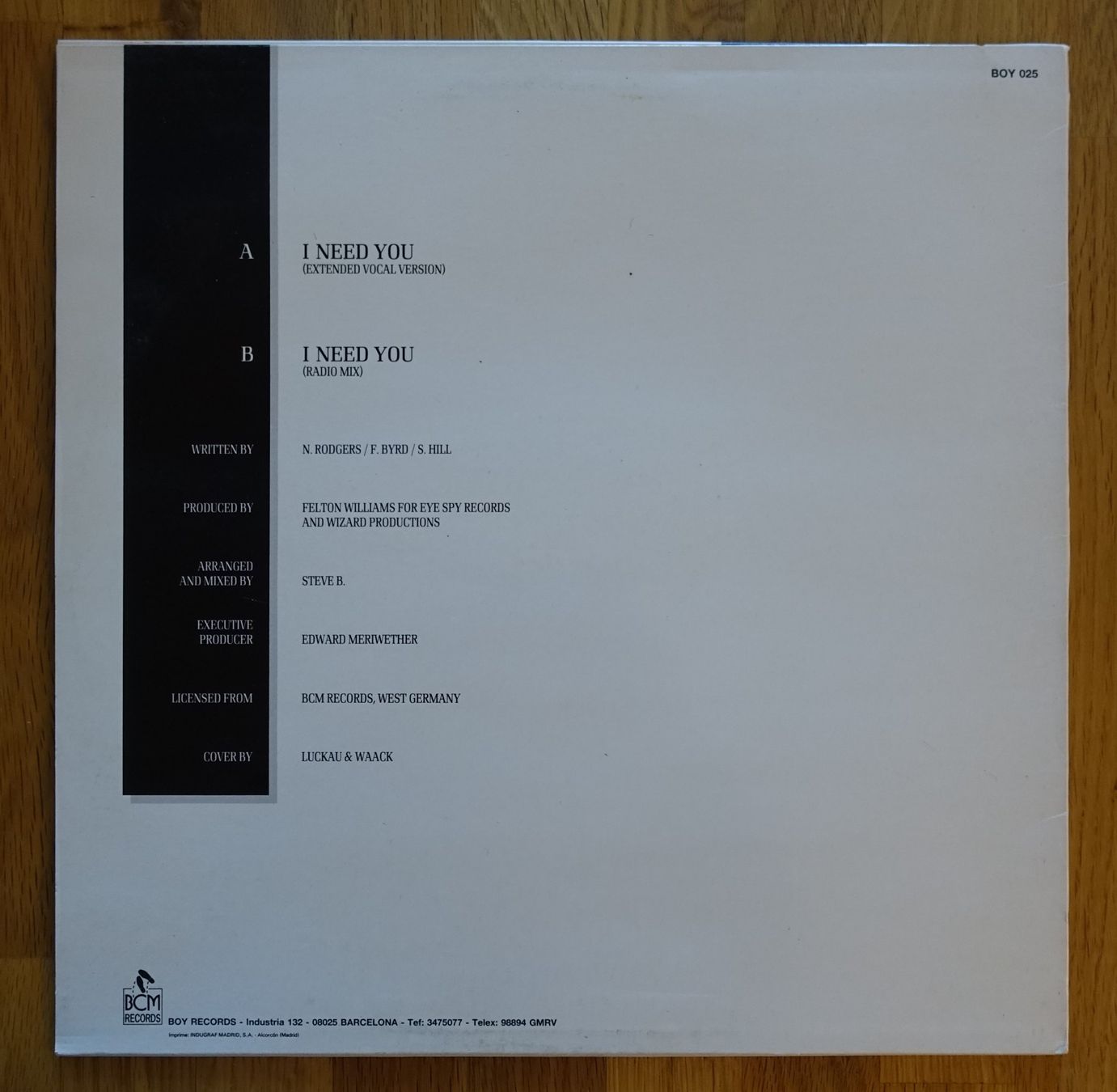 Dischi in vinile: B.V.S.M.P. – I Need You - MAXI - T – Usato da Sessa venduto da discoverymedia 1
