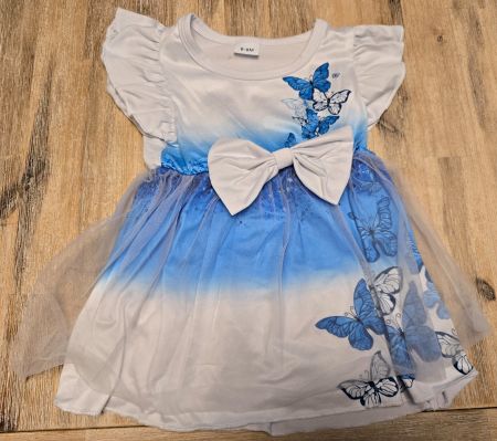 Mädchen Kleid Schmetterling blau weiss Grösse 6-9 Monate