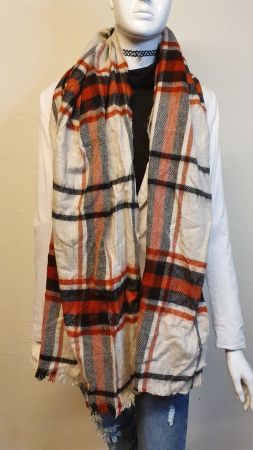 Herbstlicher Schal Primark kariert beige orange