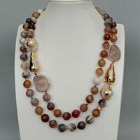 Braun Achat Perle Quarz Halskette Echt Collier Agate brune