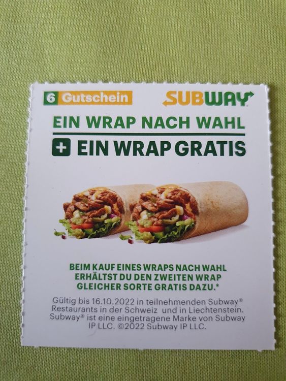 Subway Gutschein Kalender 