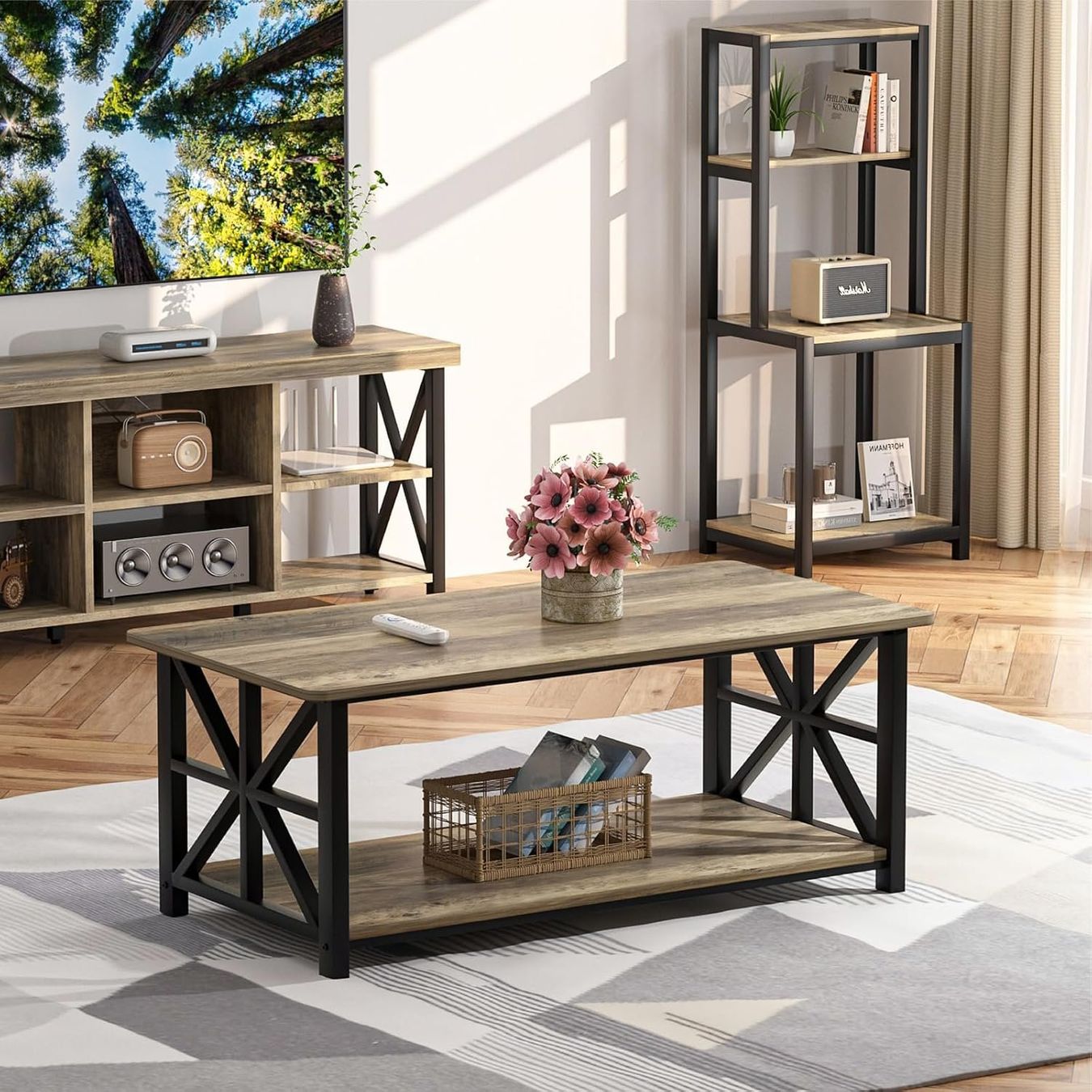 Tavoli: Couchtisch 100 cm mit Regal Sandeiche rustikal – Nuovo e nell'imballaggio originale da Schaffhausen venduto da schwizerchaes 6