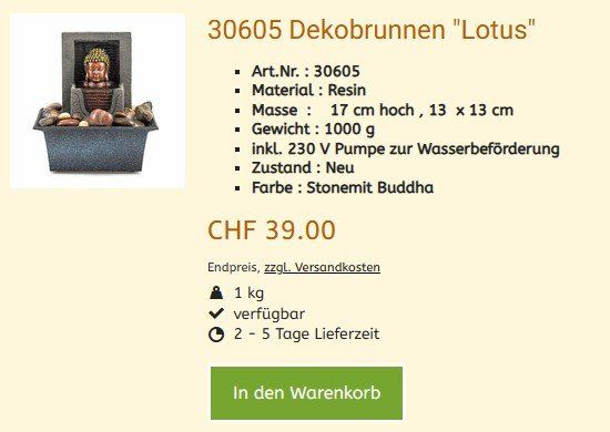 Etangs & Fontaines déco.: Dekobrunnen "Lotus" 30605 ,  NEU – Neuf avec emballage d'origine à Hagenbuch ZH par cougar1 1