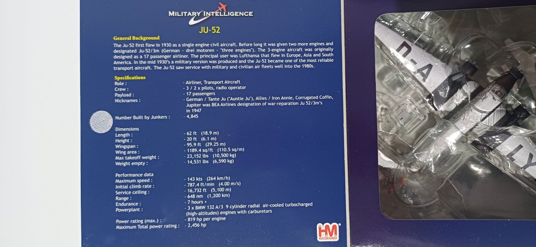 Modellbausätze & Standmodelle: Hobbymaster Ju 52  M  1:144 – Neu und originalverpackt aus Steffisburg von ursusmaritimus 2