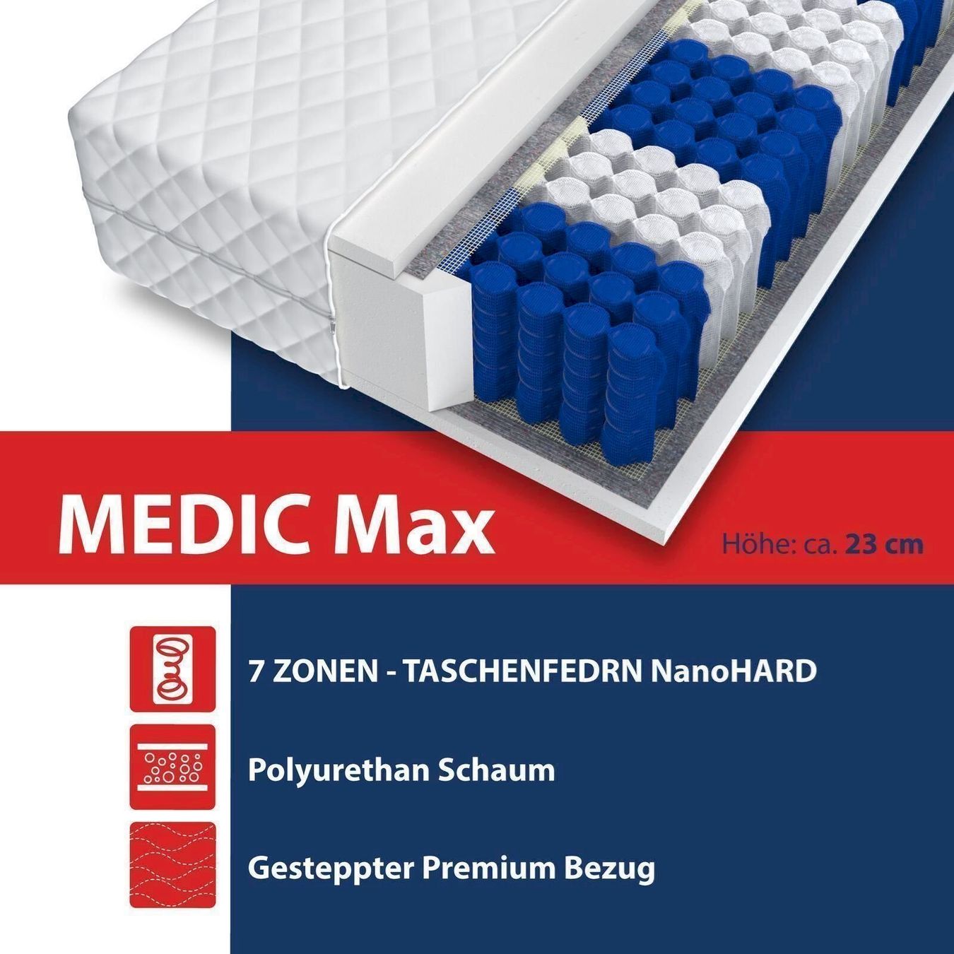 Materassi: FDM Matratze 90x200 MEDIC H3 – Nuovo e nell'imballaggio originale da Bottighofen venduto da zaap 2